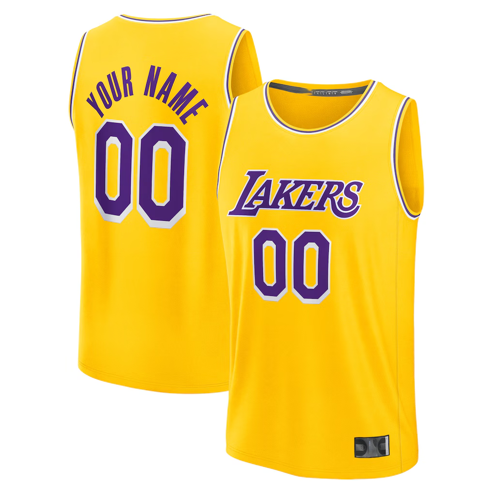 Punc Custom LA.Lakers Gold Fast Break Stitched Jerseys - Icon Edition