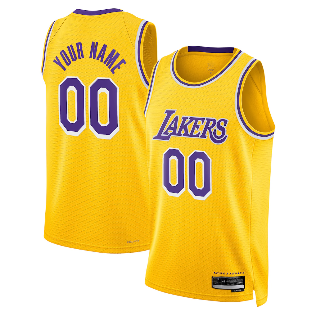 Punc Custom LA.Lakers Gold Swingman Stitched Jerseys - Icon Edition