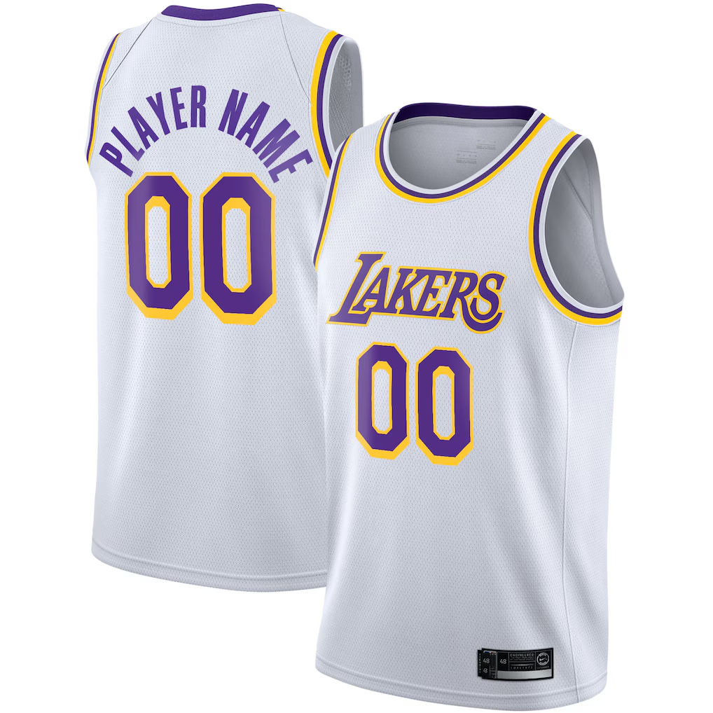 Punc Custom LA.Lakers White 2020-2021 Swingman Stitched Jerseys - Association Edition
