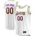 Punc Custom LA.Lakers White Fast Break Replica Stitched Jerseys - Association Edition