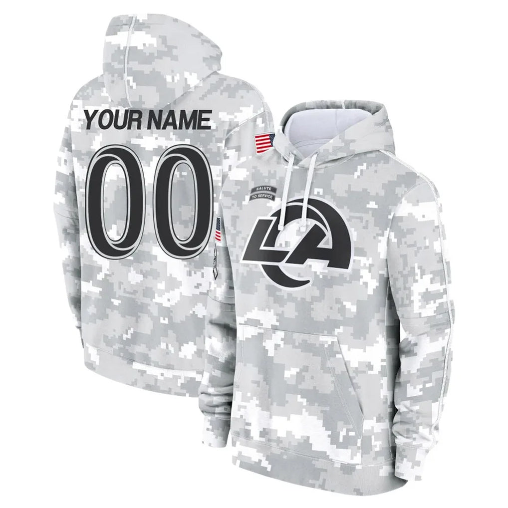 Punc Custom LA.Rams Arctic Camo Salute to Service Hoodies Limited Game Any Name & Numbers Stitched Jerseys