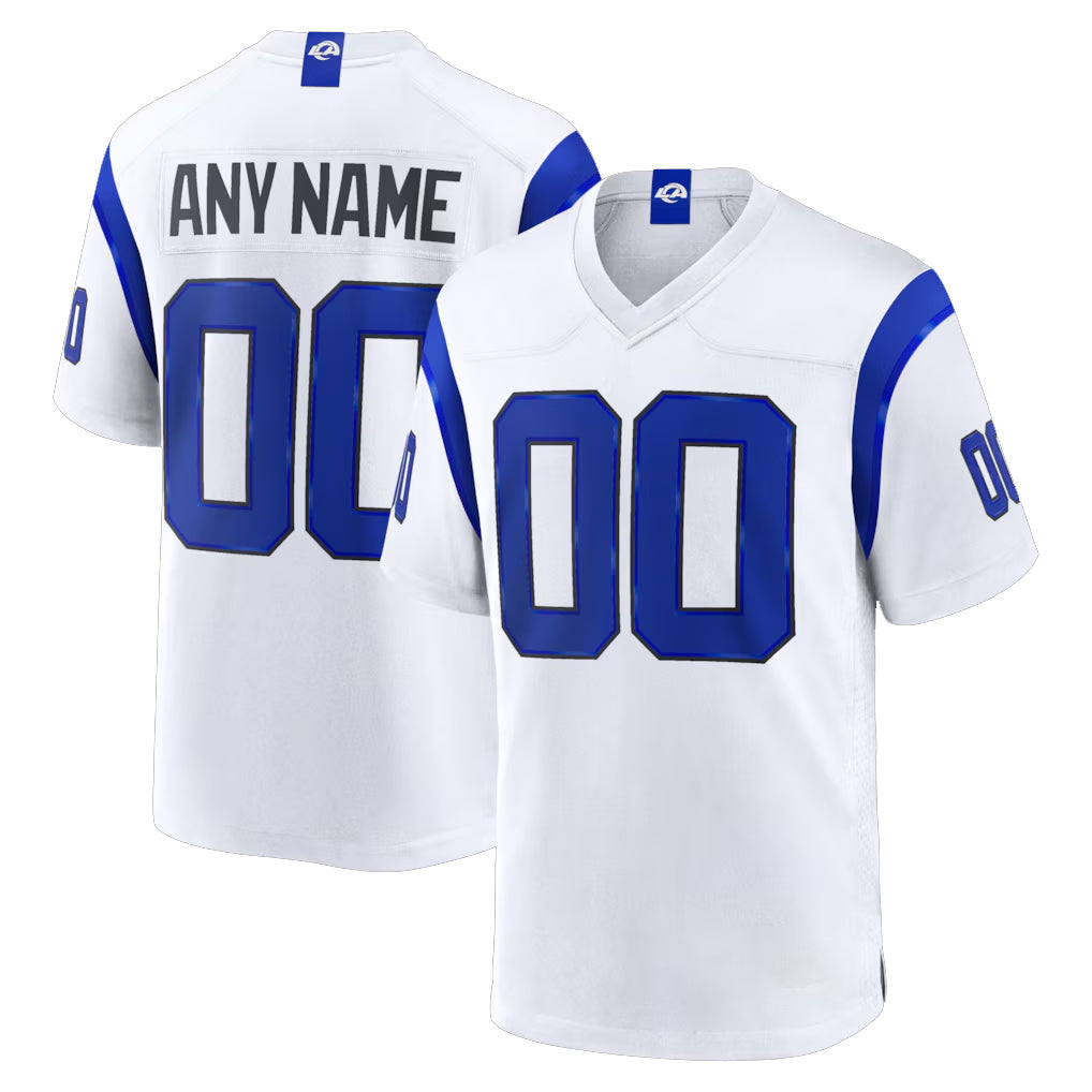 Punc Custom LA.Rams Fearsome White Home Game Any Name & Numbers Stitched Jerseys