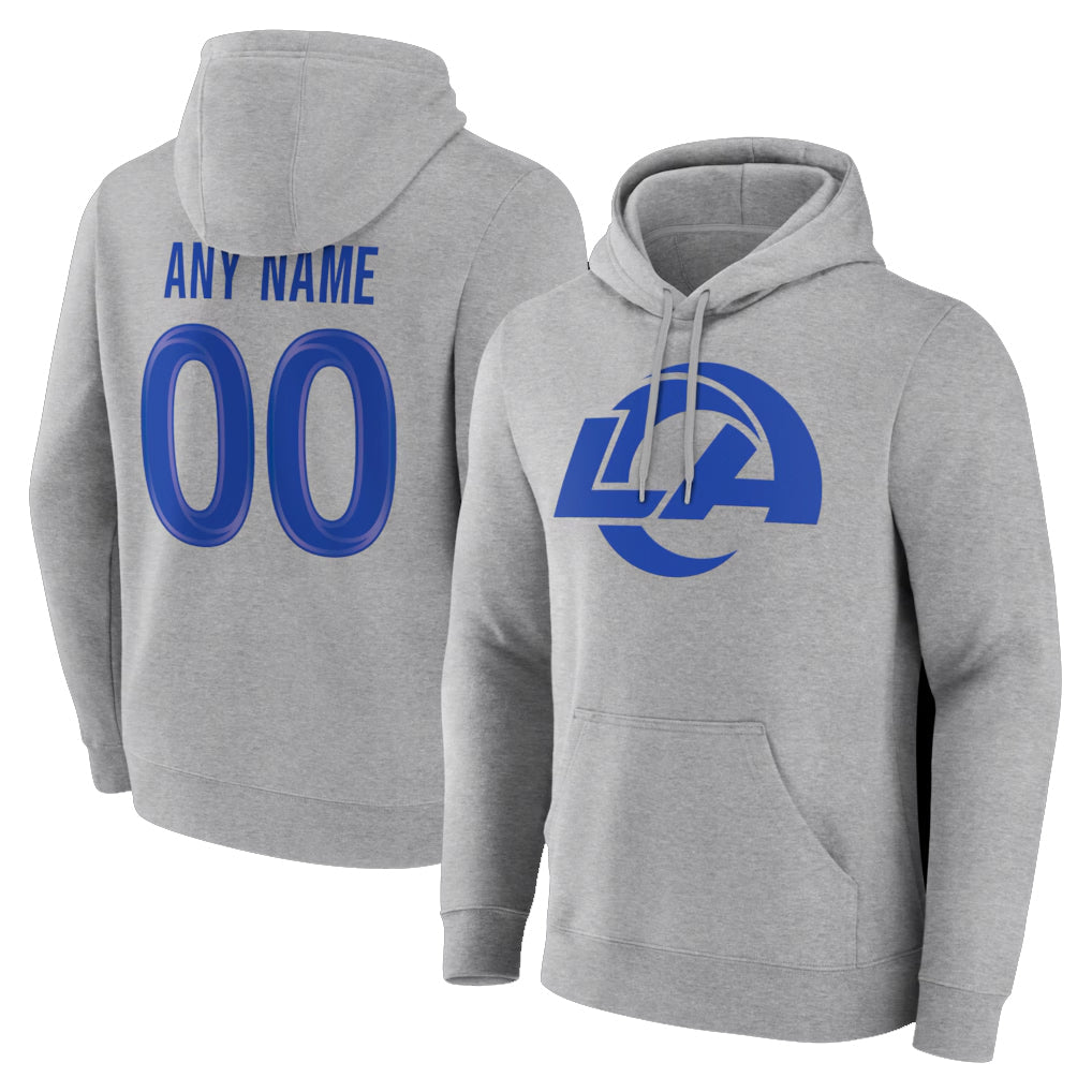 Punc Custom LA.Rams Light Gray Pullover Hoodie Limited Game Any Name & Numbers Stitched Jerseys