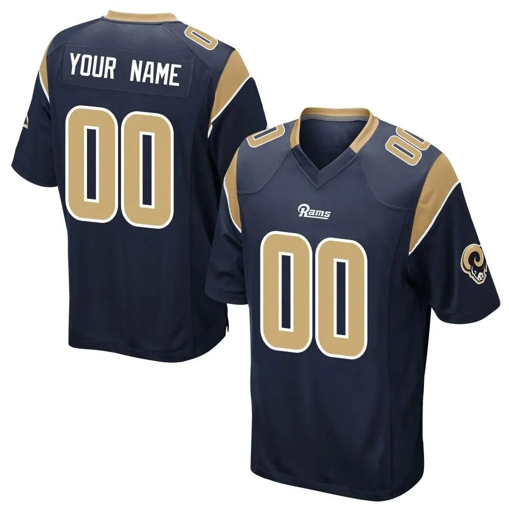 Punc Custom LA.Rams Navy Home Game Any Name & Numbers Stitched Jerseys