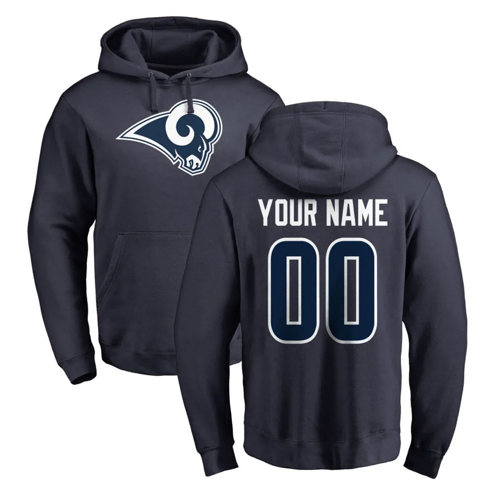 Punc Custom LA.Rams Navy Pullover Hoodie Limited Game Any Name & Numbers Stitched Jerseys