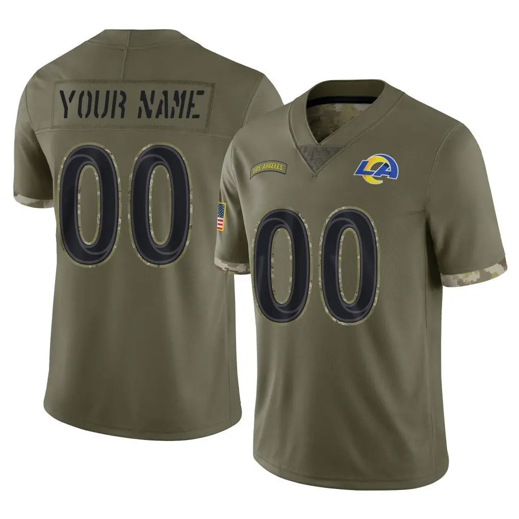 Punc Custom LA.Rams Olive Salute To Service Limited Any Name & Numbers Stitched Jerseys