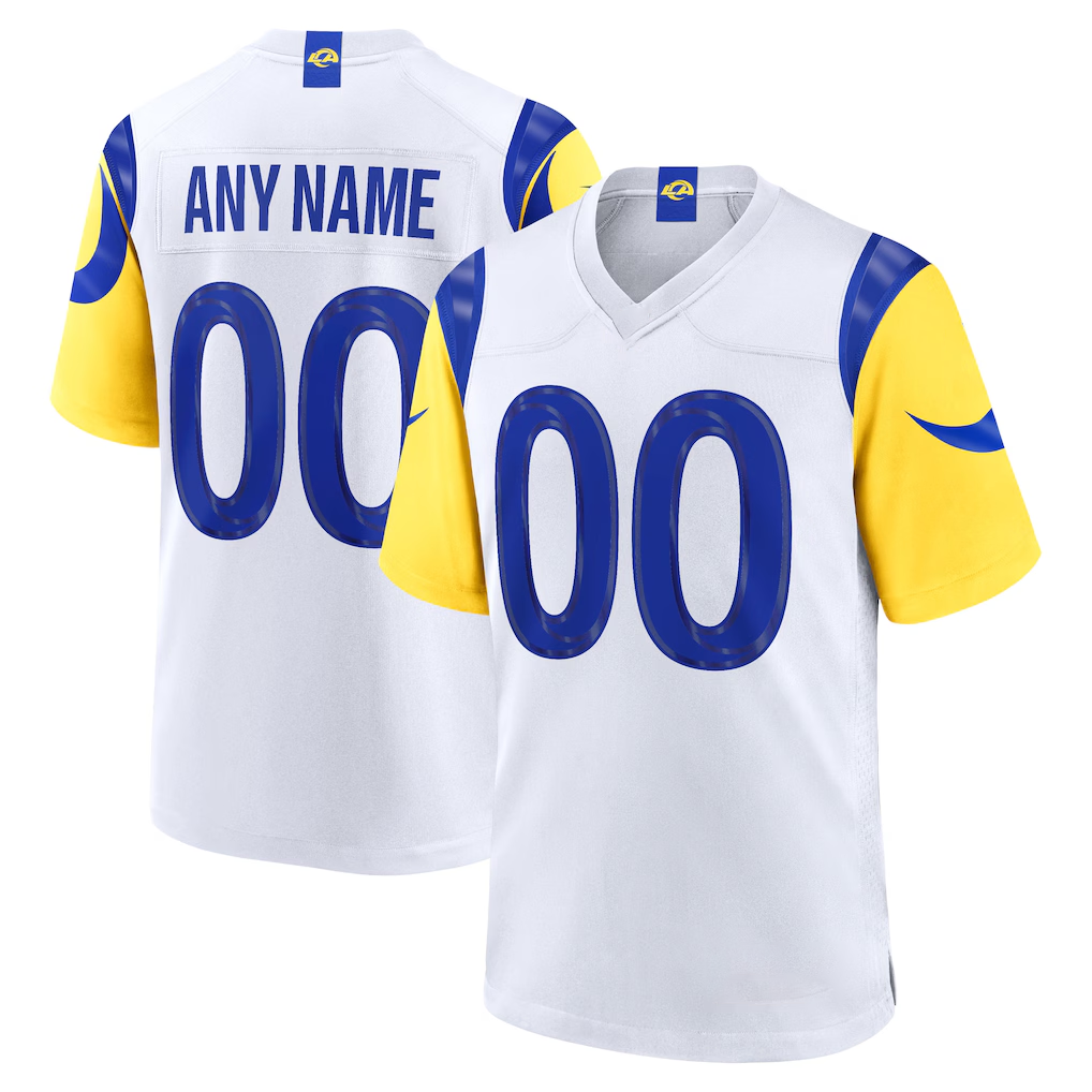 Punc Custom LA.Rams White Game Stitched Jerseys