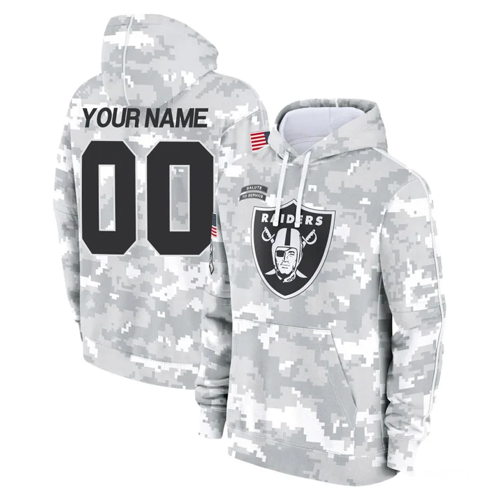 Punc Custom LV.Raiders Arctic Camo Salute to Service Hoodies Limited Game Any Name & Numbers Stitched Jerseys