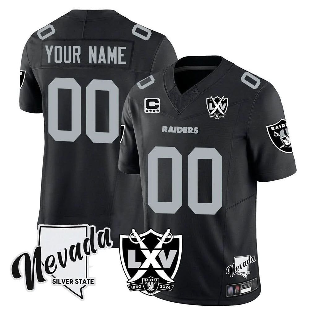 Punc Custom LV.Raiders Black 65th Anniversary Vapor Limited Home Game Any Name & Numbers Stitched Jerseys