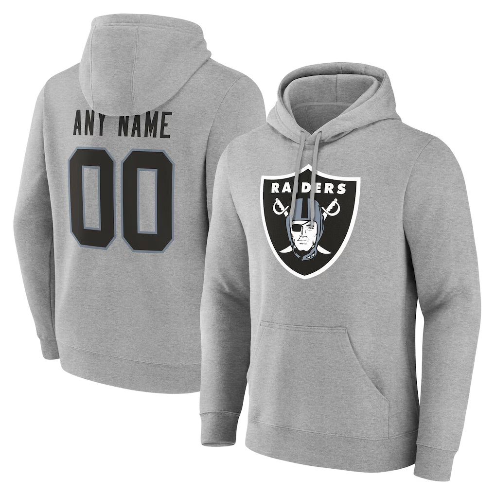 Punc Custom LV.Raiders Gray LOGO Pullover Hoodies Home Game Any Name & Numbers Stitched Jerseys