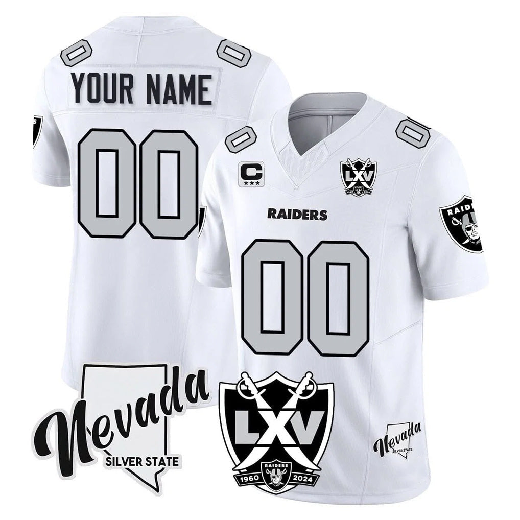 Punc Custom LV.Raiders White 2026 Vapor Limited 65th Anniversary Home Game Any Name & Numbers Stitched Jerseys