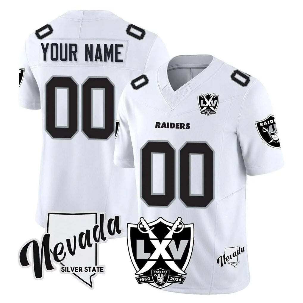 Punc Custom LV.Raiders White 65th Anniversary Vapor Limited Home Game Any Name & Numbers Stitched Jerseys