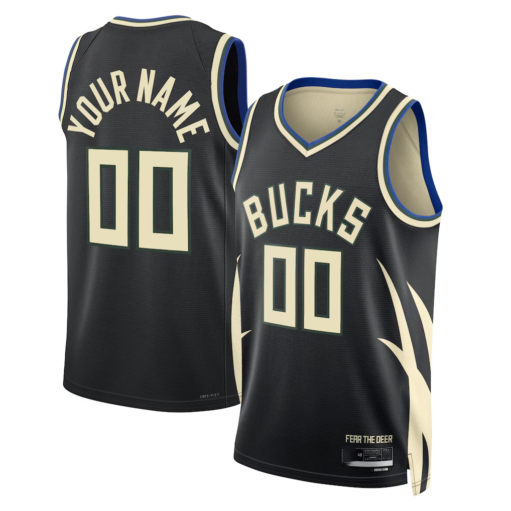 Punc Custom M.Bucks Black 2022-23 Swingman Jerseys - Statement Edition