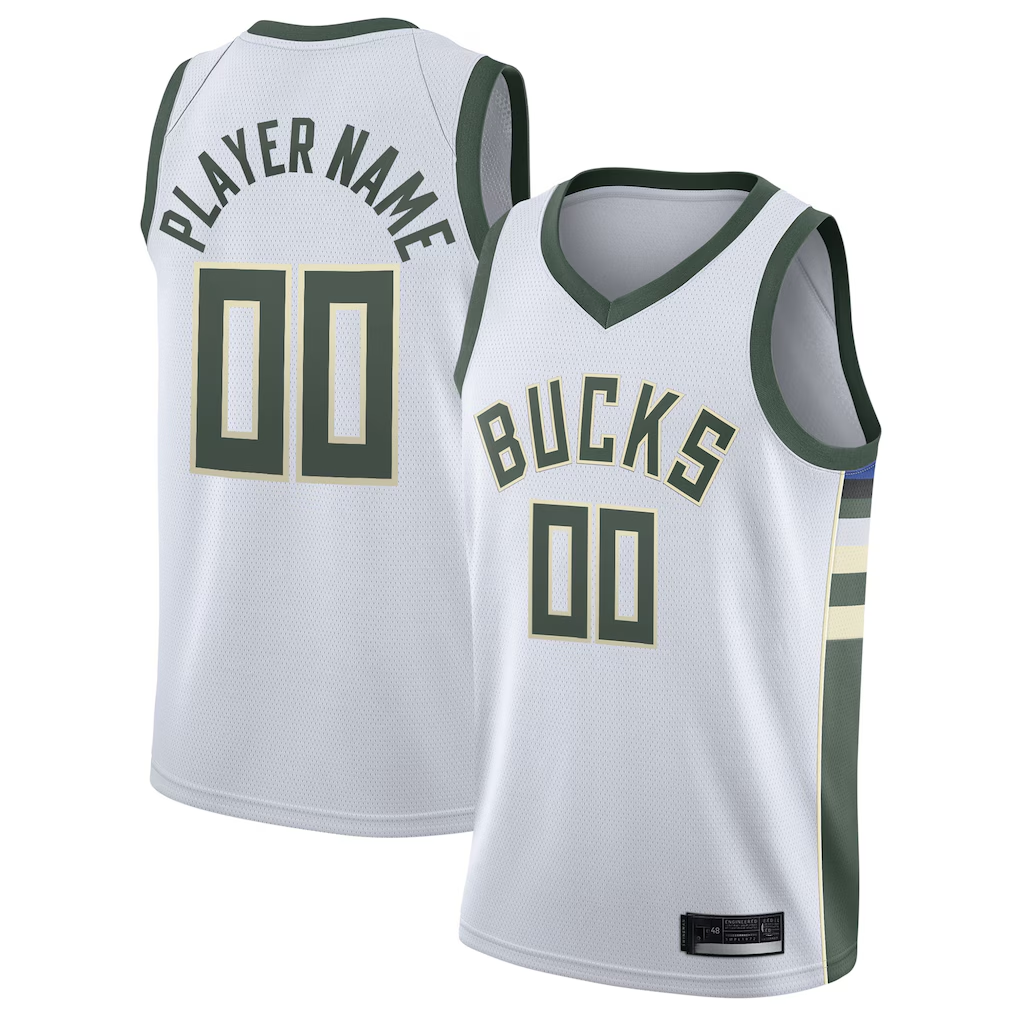 Punc Custom M.Bucks White 2020-21 Swingman Custom Jerseys - Association Edition