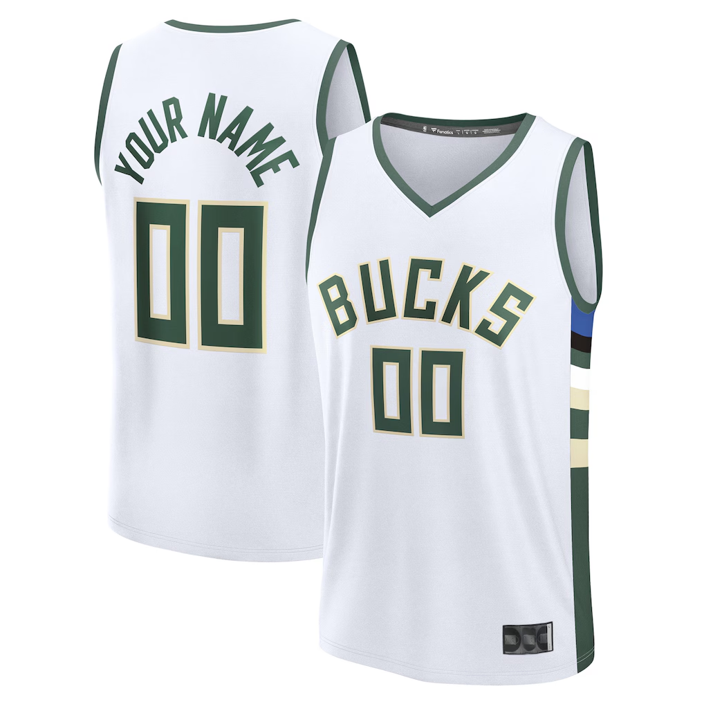 Punc Custom M.Bucks White Fast Break Jerseys - Association Edition