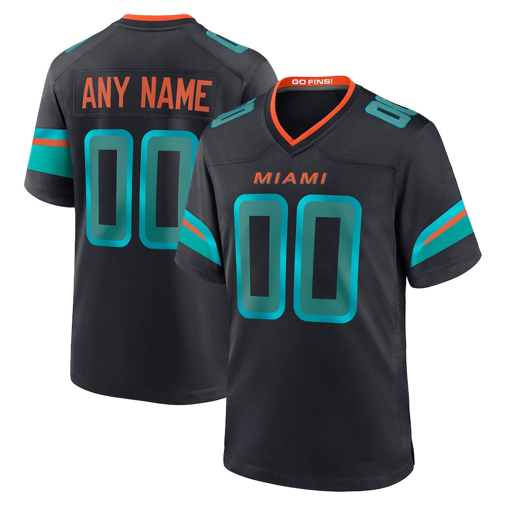 Punc Custom M.Dolphins Black Pitch Rivalries Collection Home Game Any Name & Numbers Stitched Jerseys