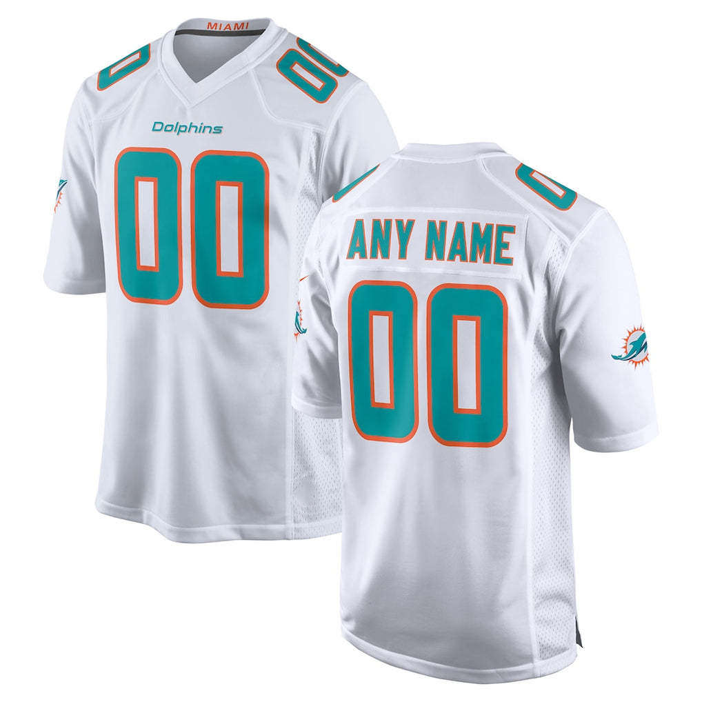 Punc Custom M.Dolphins White Game Home Any Name & Numbers Stitched Jerseys