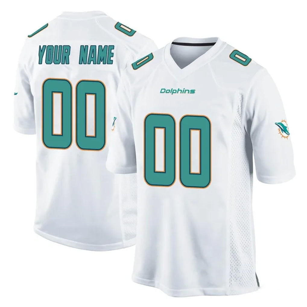 Punc Custom M.Dolphins White Home Game Any Name & Numbers Stitched Jerseys