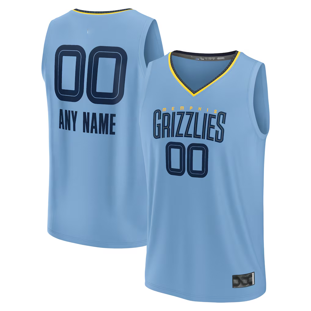 Punc Custom M.Grizzlies Light Blue Fast Break Stitched Jerseys- Statement Edition