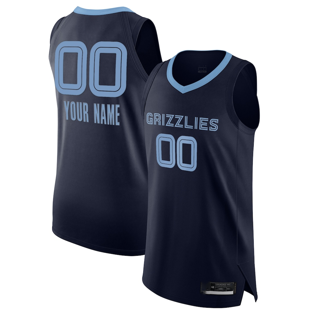 Punc Custom M.Grizzlies Navy 2020-2021 Authentic Stitched Jerseys- Icon Edition