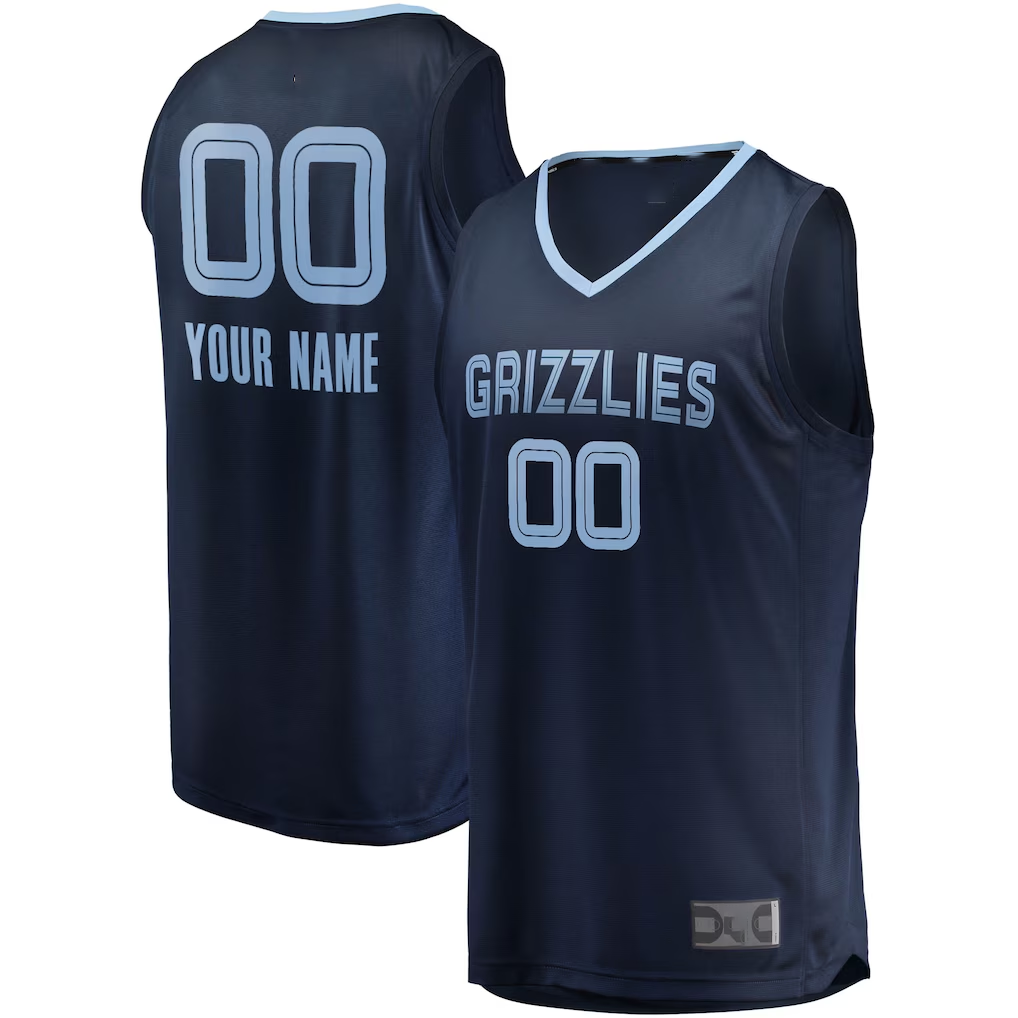 Punc Custom M.Grizzlies Navy Fast Break Replica Stitched Jerseys- Icon Edition