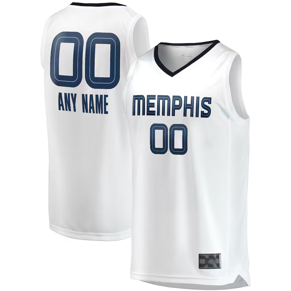 Punc Custom M.Grizzlies White Fast Break Replica Stitched Jerseys- Association Edition