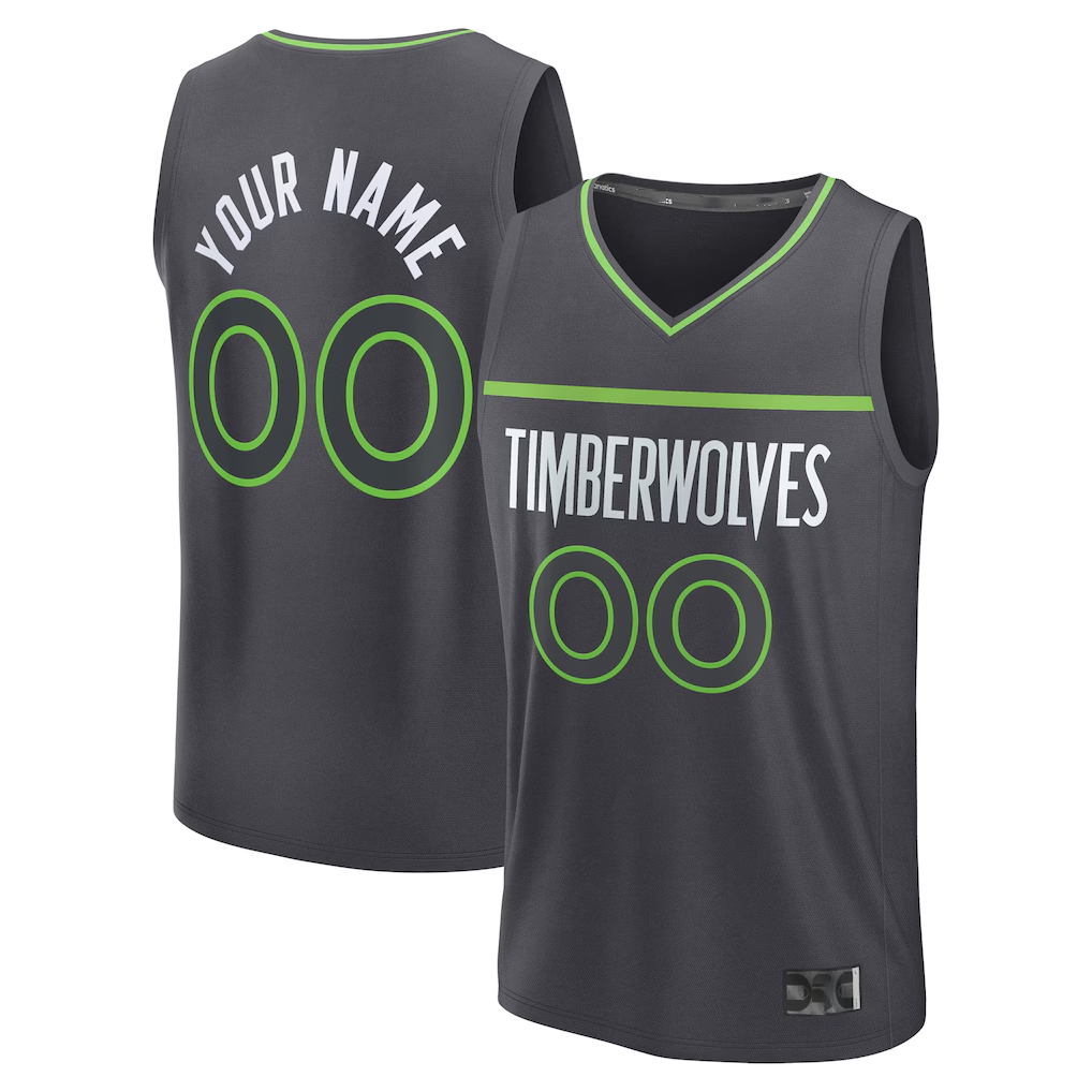 Punc Custom M.Timberwolves Anthracite Fast Break Stitched Jerseys- Icon Edition