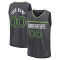 Punc Custom M.Timberwolves Anthracite Fast Break Stitched Jerseys- Icon Edition