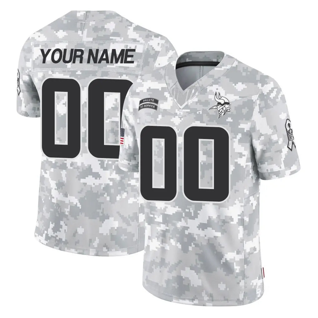 Punc Custom MN.Vikings Arctic Camo Salute To Service Limited Game Any Name & Numbers Stitched Jerseys
