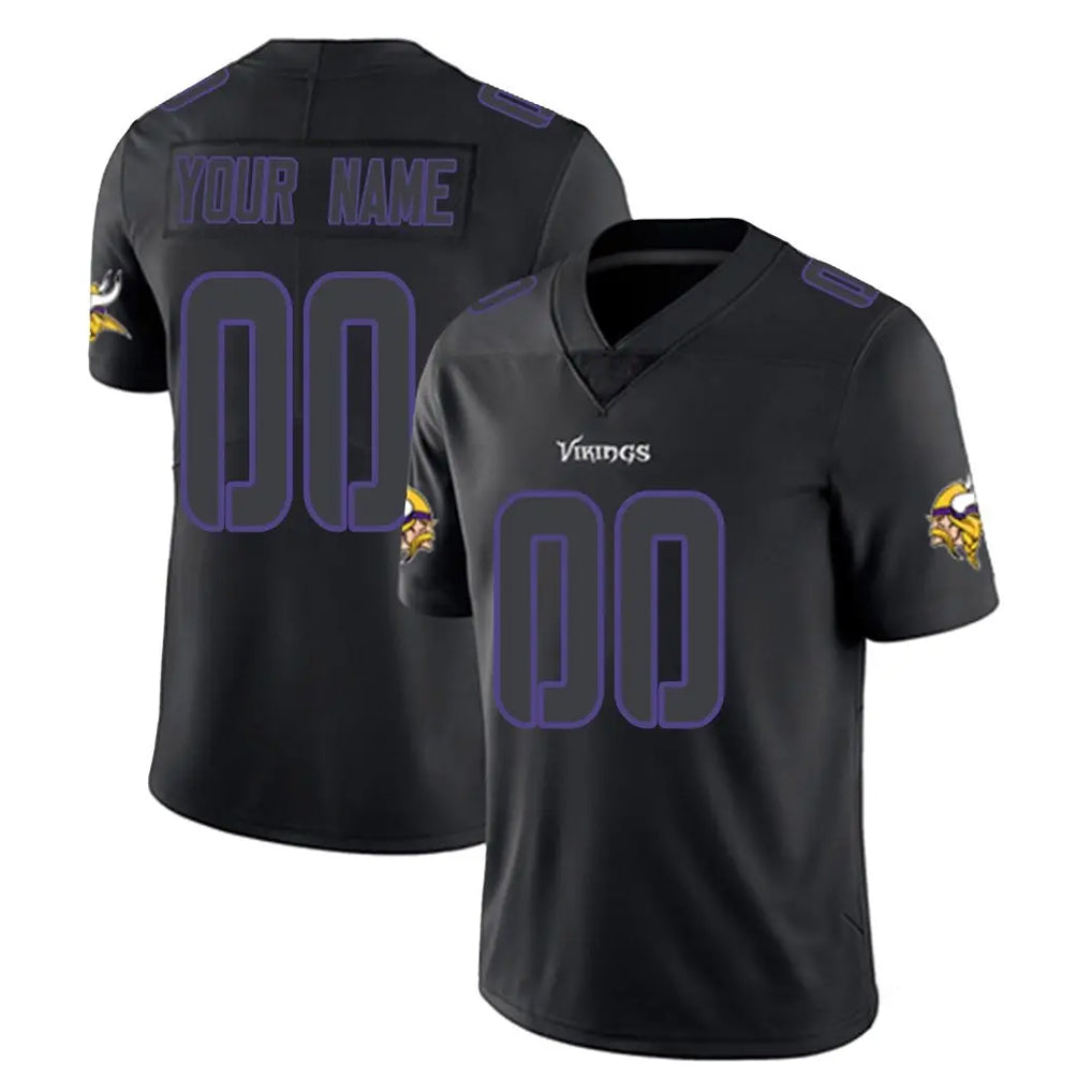 Punc Custom MN.Vikings Black Impact Limited Home Game Any Name & Numbers Stitched Jerseys