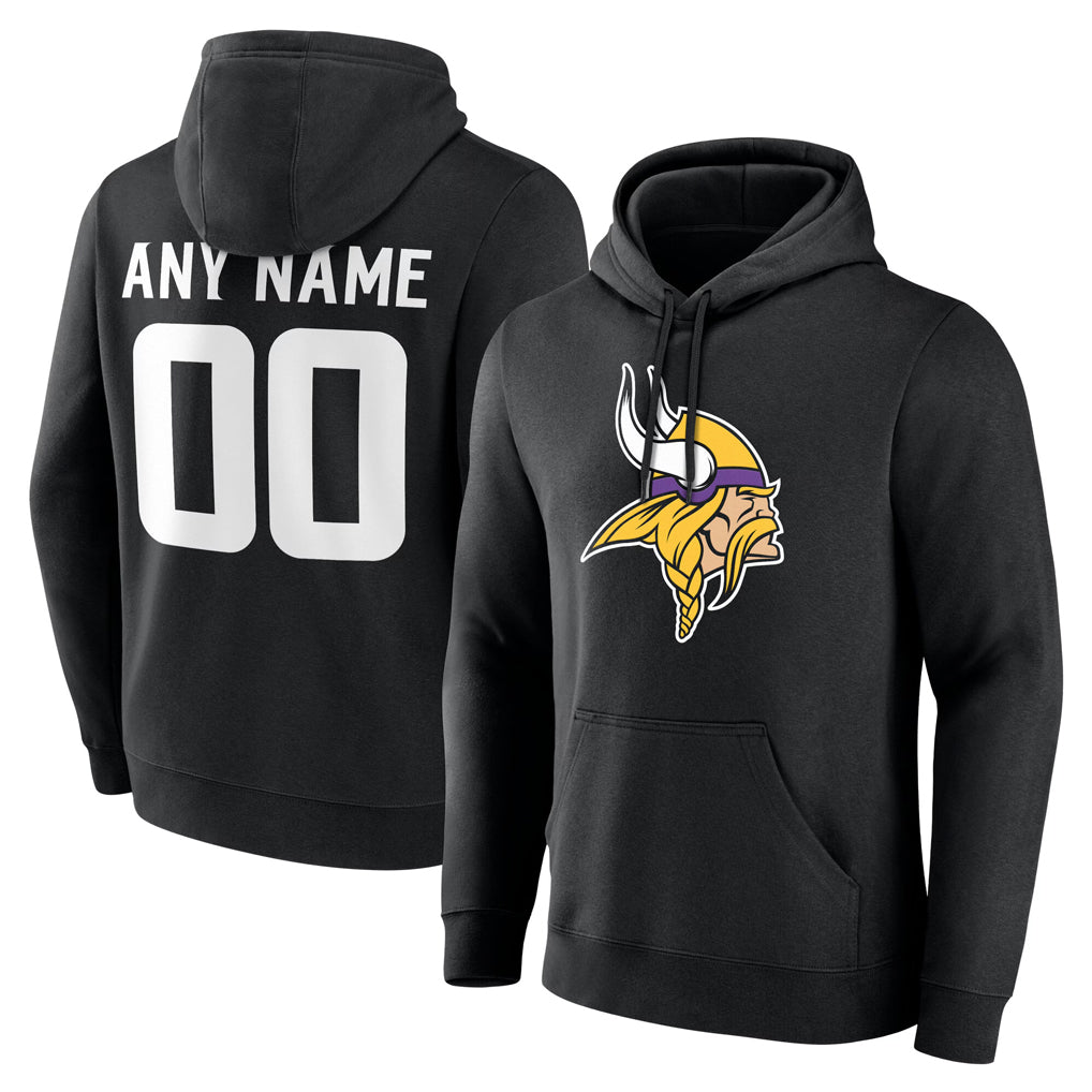 Punc Custom MN.Vikings Black LOGO Pullover Hoodies Limited Any Name & Numbers Stitched Jerseys