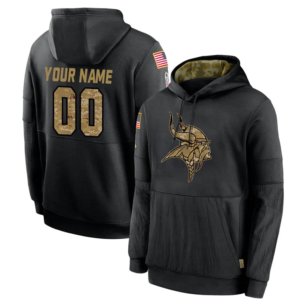 Punc Custom MN.Vikings Black Salute to Service Hoodies Limited Game Any Name & Numbers Stitched Jerseys
