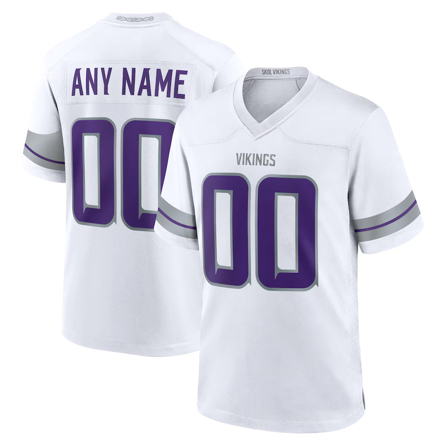 Punc Custom MN.Vikings White Alternate Game Stitched Jerseys