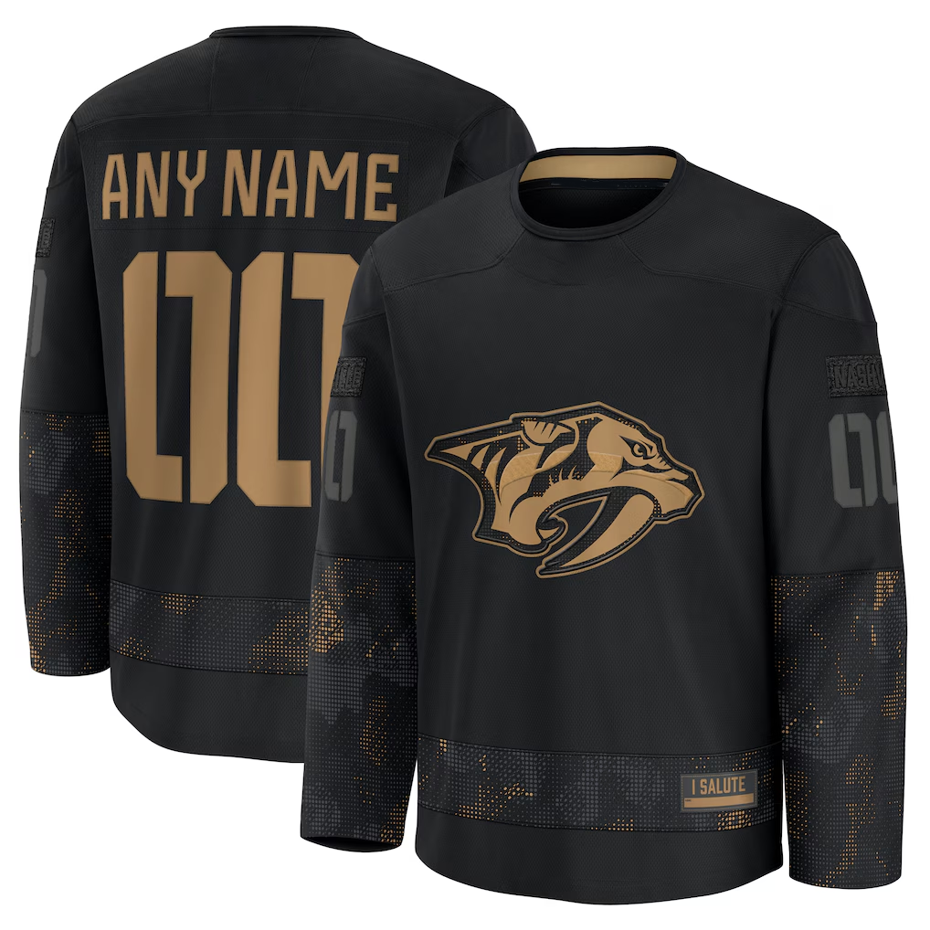 Punc Custom N.Predators Black 2024 Military Appreciation Practice Jerseys