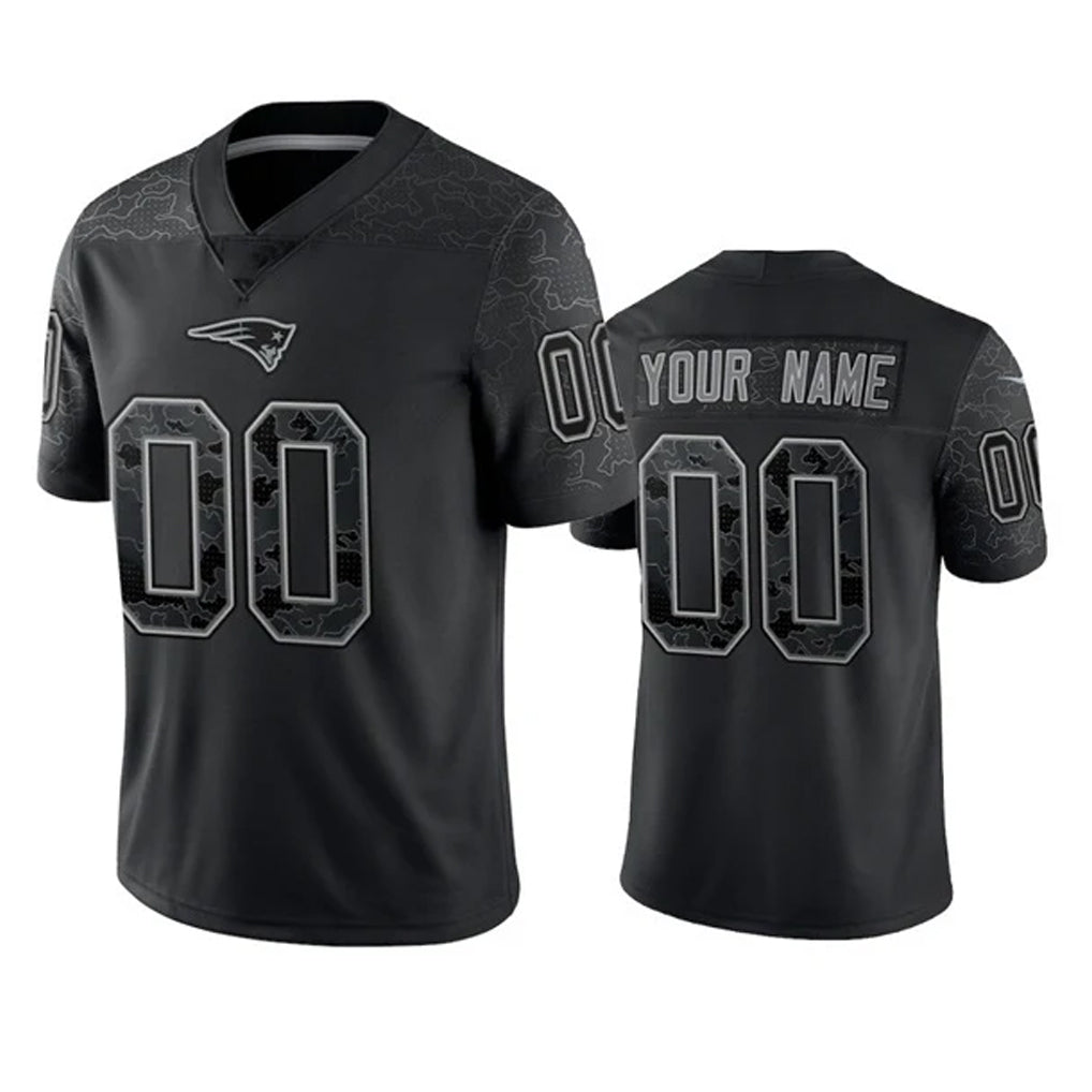 Punc Custom NE.Patriots Black Reflective LImited Home Game Any Name & Numbers Stitched Jerseys