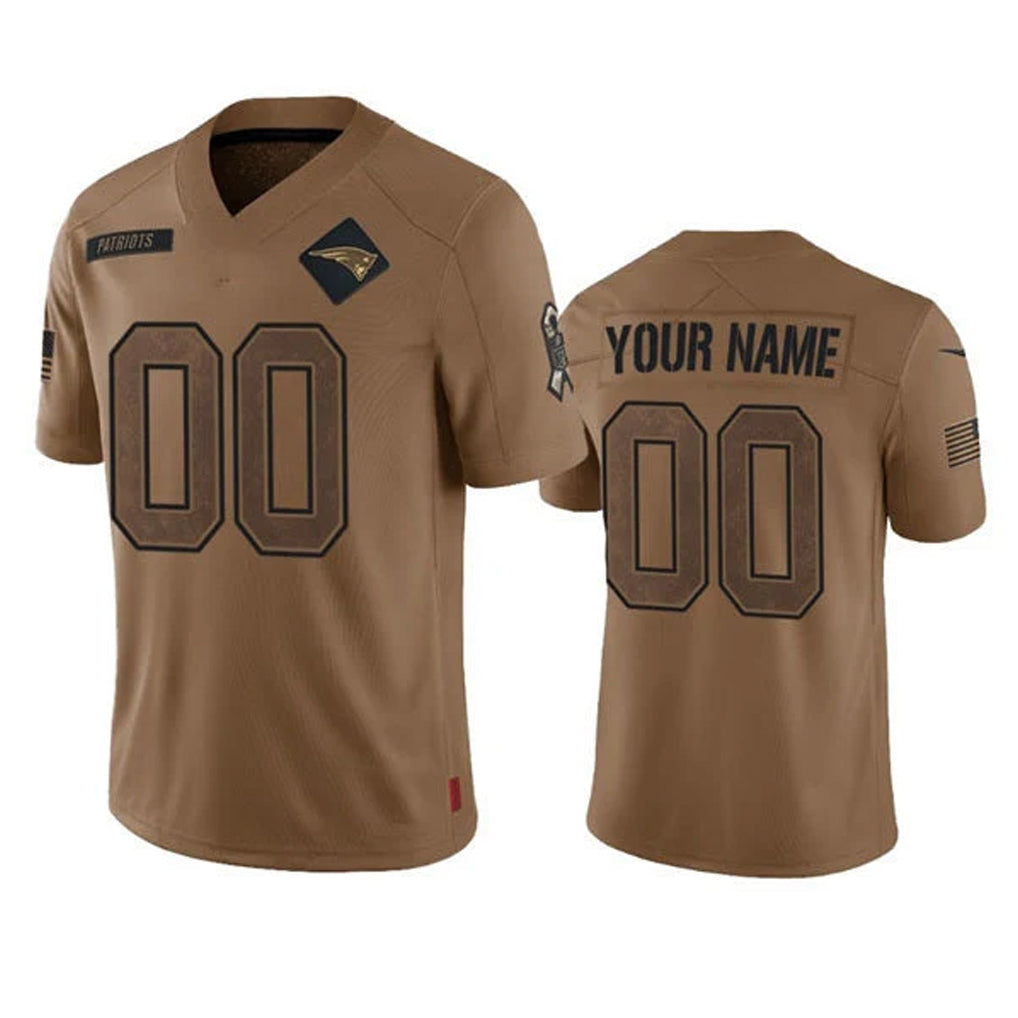 Punc Custom NE.Patriots Brown Salute To Service Limited Any Name & Numbers Stitched Jerseys