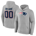 Punc Custom NE.Patriots Gray LOGO Pullover Hoodies Home Game Any Name & Numbers Stitched Jerseys