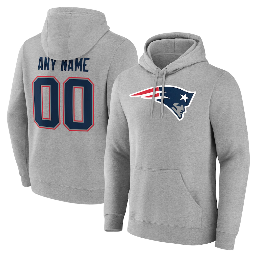 Punc Custom NE.Patriots Gray Team Authentic Personalized Name & Number Hoodie Stitched Jerseys