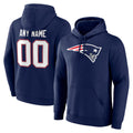Punc Custom NE.Patriots Navy LOGO Pullover Hoodies Home Game Any Name & Numbers Stitched Jerseys