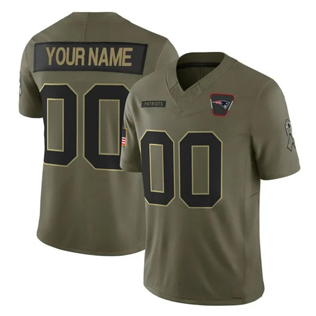 Punc Custom NE.Patriots Olive 2025 Salute To Service Limited Any Name & Numbers Stitched Jerseys