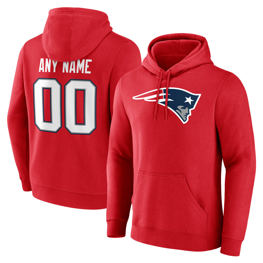 Punc Custom NE.Patriots Red LOGO Pullover Hoodies Home Game Any Name & Numbers Stitched Jerseys