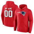 Punc Custom NE.Patriots Red LOGO Pullover Hoodies Home Game Any Name & Numbers Stitched Jerseys