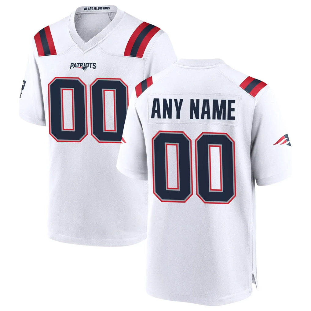 Punc Custom NE.Patriots White Home Game Any Name & Numbers Stitched Jerseys