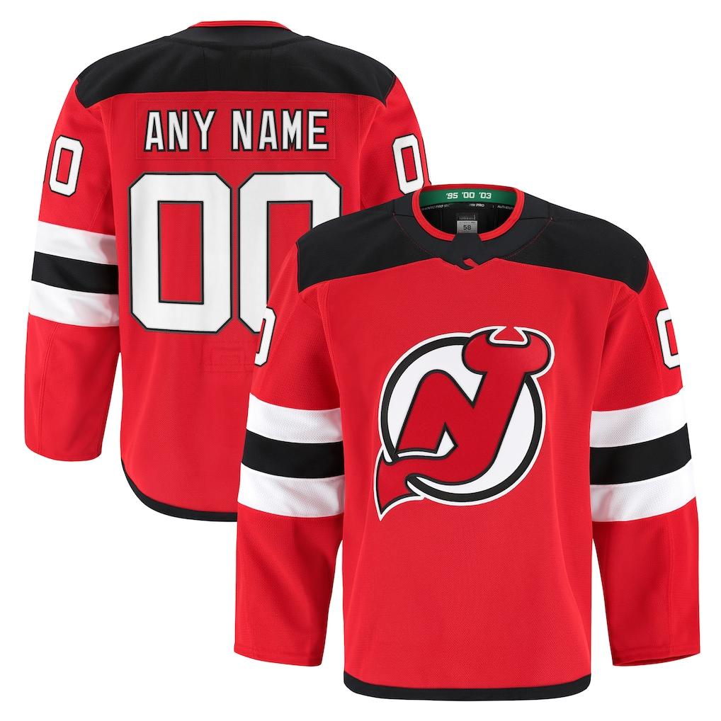 Punc Custom N.Jersey Devils Red Home Authentic Pro Jerseys