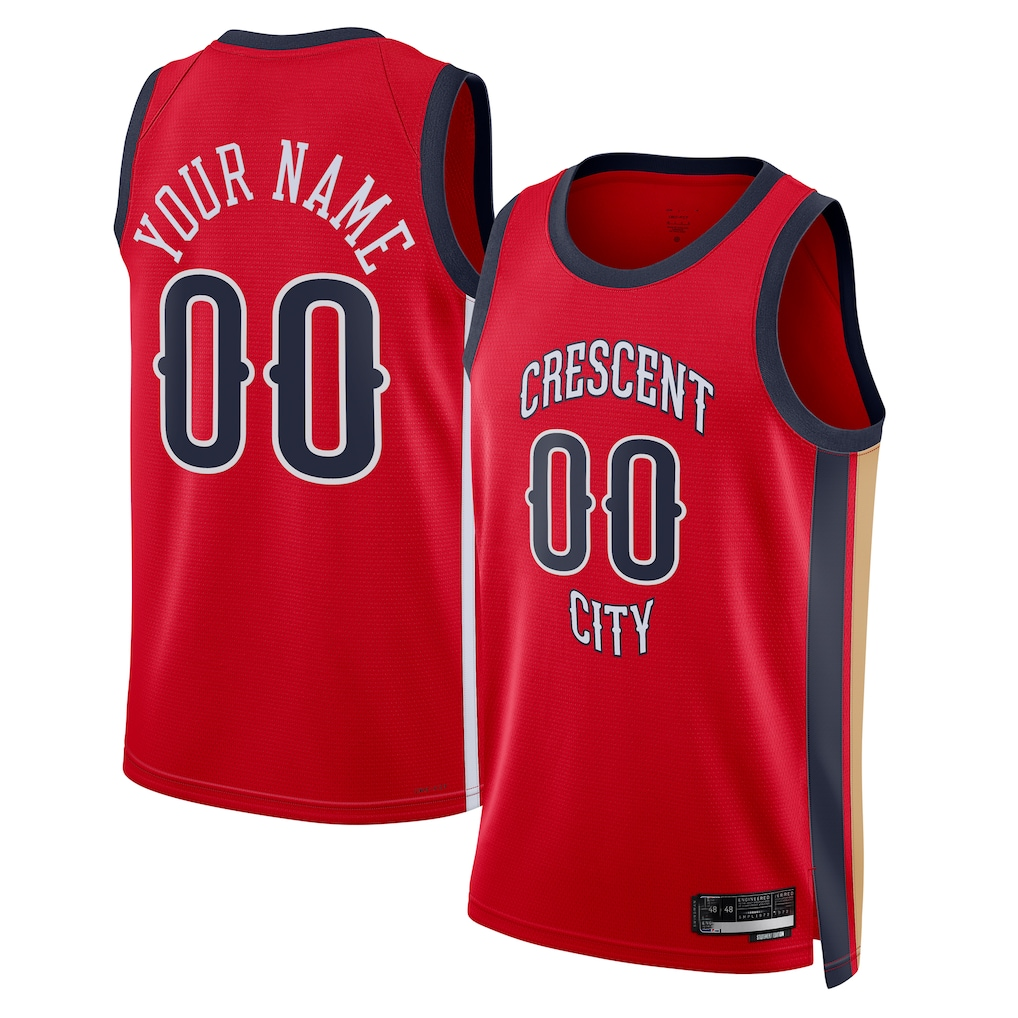 Punc Custom NO.Pelicans Jordan Brand Red Swingman Stitched Jerseys- Statement Edition