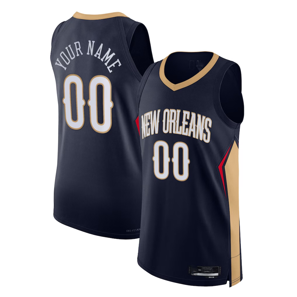 Punc Custom NO.Pelicans Navy 2021-2022 Diamond Authentic Stitched Jerseys- Icon Edition