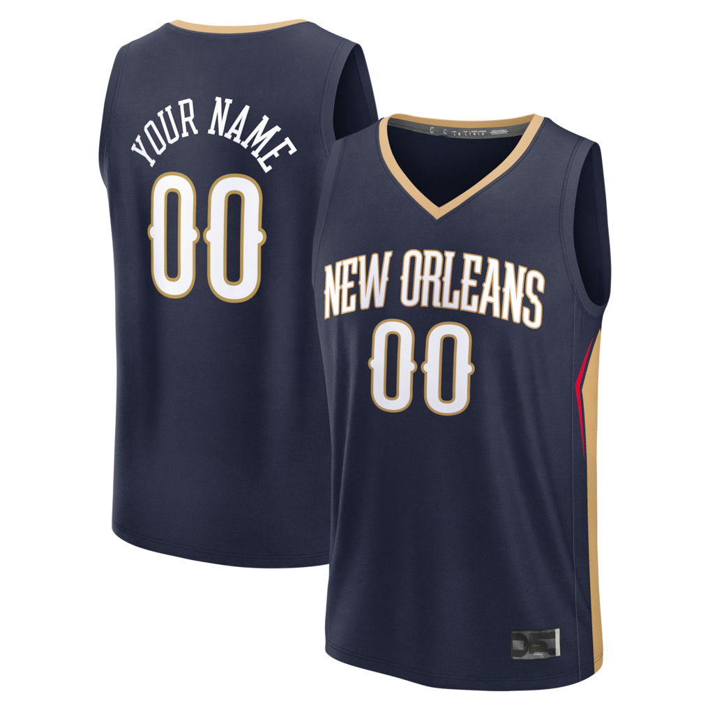 Punc Custom NO.Pelicans Navy Fast Break Stitched Jerseys- Icon Edition
