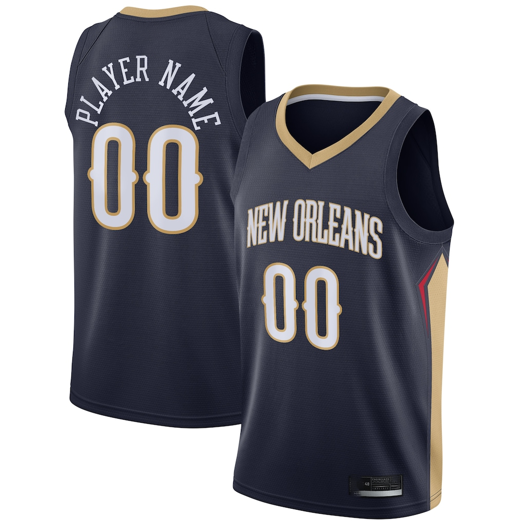 Punc Custom NO.Pelicans Navy Swingman Stitched Jerseys- Icon Edition