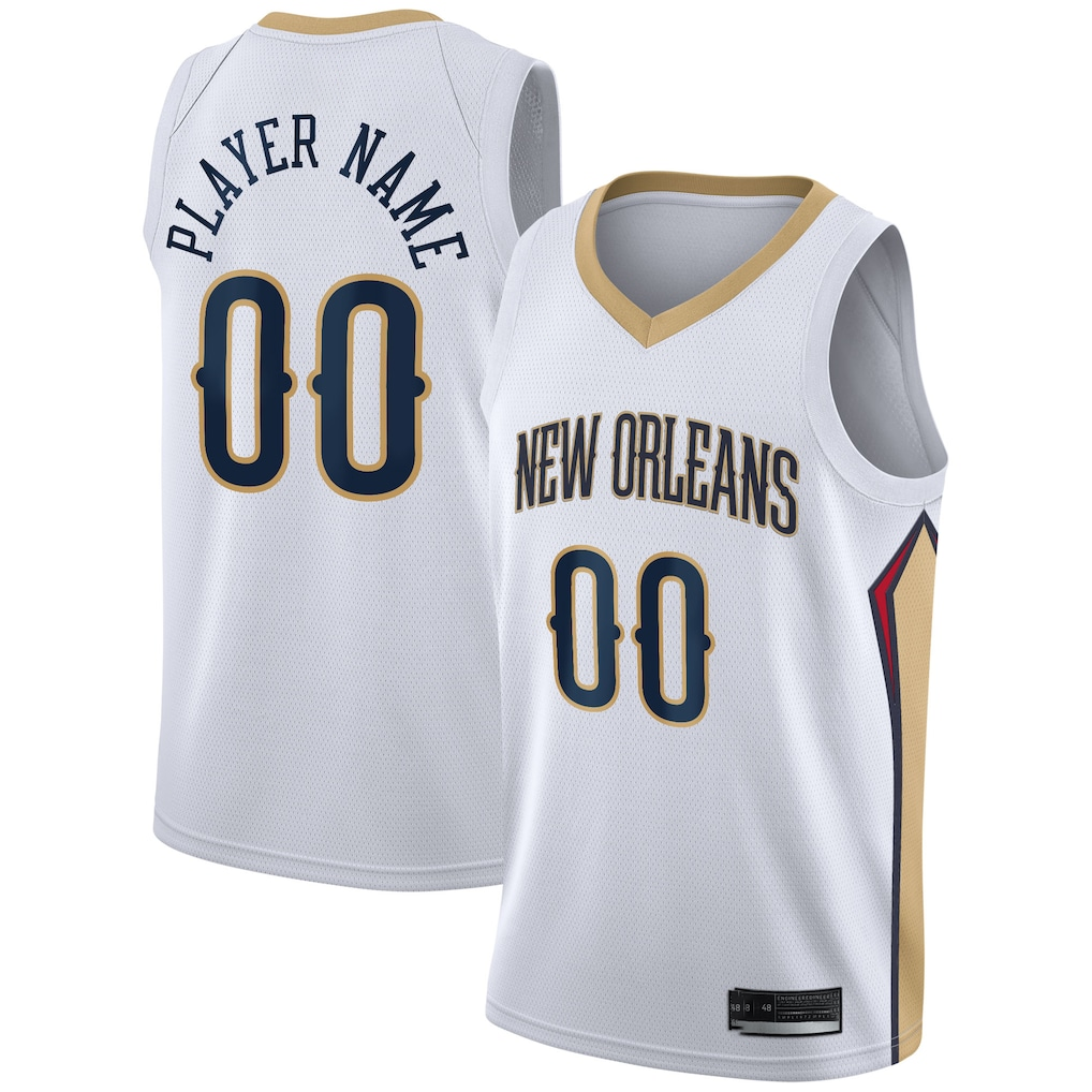 Punc Custom NO.Pelicans White 2020-2021 Swingman Stitched Jerseys- Association Edition