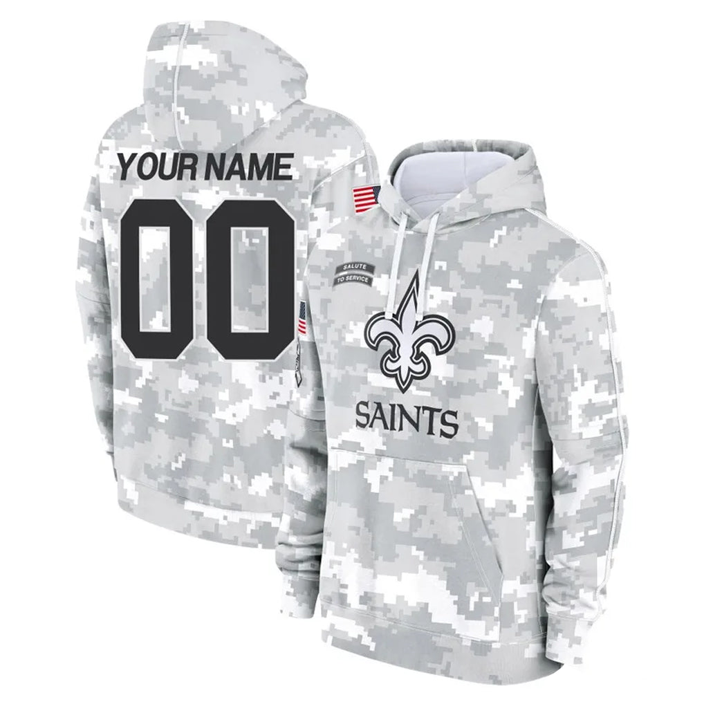 Punc Custom NO.Saints Arctic Camo Salute to Service Pullover Hoodies Limited Game Any Name & Numbers Stitched Jerseys